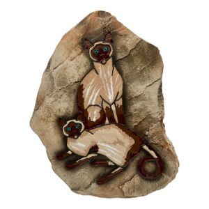 Rare Monrovia Hagen Renaker Double Siamese Cat Wall Plaque Chalkware MCM Decor