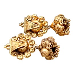 Asian Style 18 Karat Rose Gold Earrings with Articulated Firecracker Pendants, Set of 2 For Sale