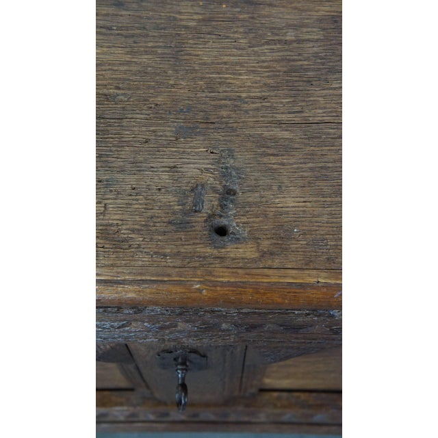 17th Century Bench Chest with Wood Carvings For Sale - Image 11 of 14