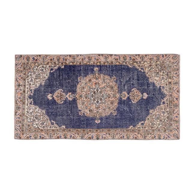 Vintage Blue Turkish Oushak Rug 3'7" X 6'11" For Sale - Image 12 of 12