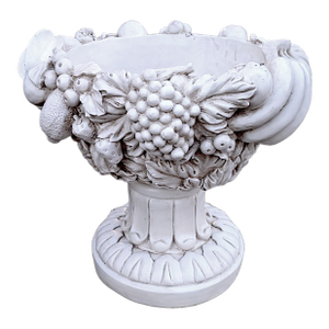 Antiqued Stone White Large Polyresin Classical Fruit Bowl Centerpiece Urn Planter