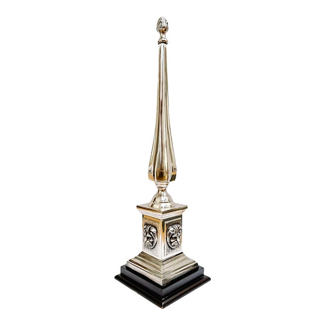 Late 20th Century Grand Tour Style Lion Head Monumental Obelisk – Architectural Finial on Tiered Wood Base For Sale