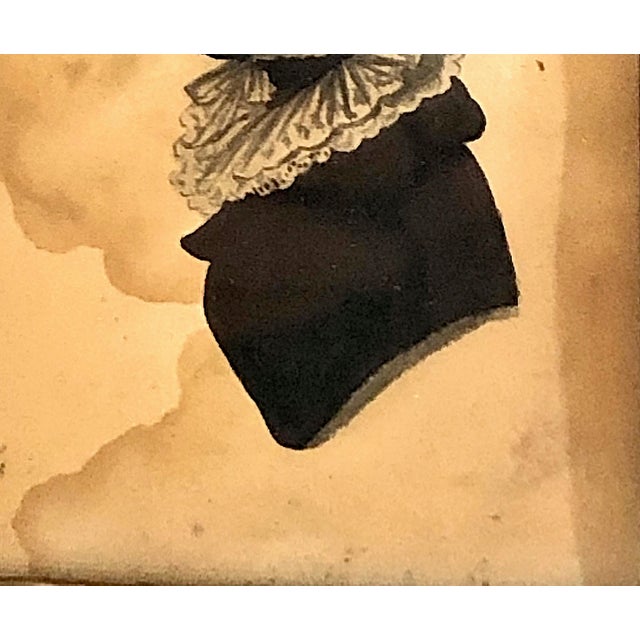 19th-Century Framed Painted Silhouette of Martha Washington For Sale - Image 4 of 5