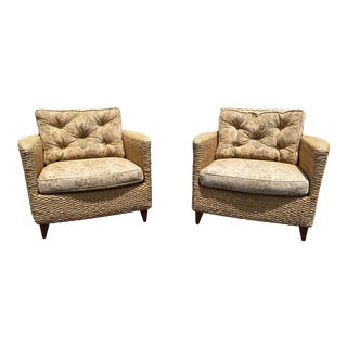 Nancy Corzine Rattan Woven Chairs - a Pair For Sale