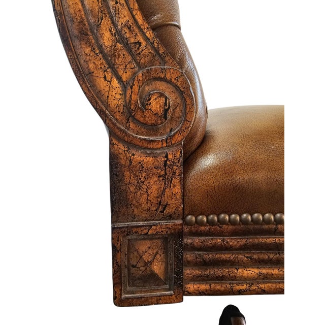 Brown Late 20th Century Our House Designs Custom Armless Executive Swivel Office Chair With Hand Tufting For Sale - Image 8 of 11