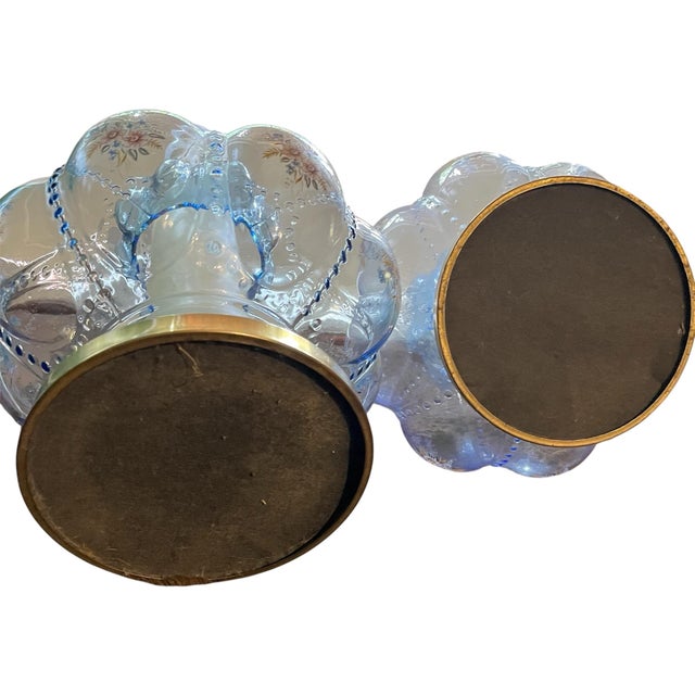 Claire Falkenstein 1950s Pair of Mid-Century Modern Murano Style Blue Bullicante Glass Lamps For Sale - Image 4 of 12