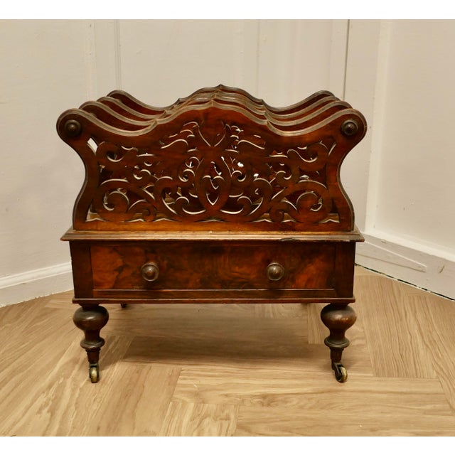 Victorian Walnut Canterbury Magazine Stand For Sale - Image 6 of 8