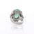 Metal 1990s 6.8 Carat Oval Cut Colombian Emerald and Diamond Platinum Ring, Size 4.5 For Sale - Image 7 of 13