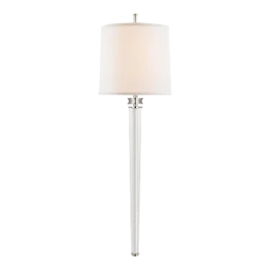 Thomas O'Brien for Visual Comfort Signature Lyra Large Tail Sconce in Polished Nickel & Crystal with Linen Shade