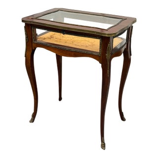 Louis XV Style Glass Top Vitrine Display Table, Vintage For Sale