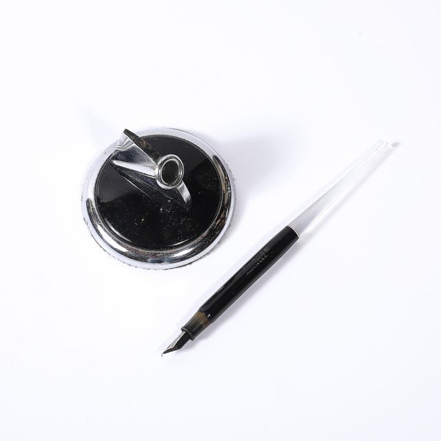 Art Deco Chrome, Lucite & Black Bakelite Fountain Pen Signed Esterbrook For Sale - Image 9 of 13