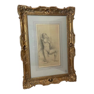 19th Century Sir Edward John Poynter Charcoal Nude Lady Drawing Sketch For Sale