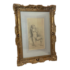 19th Century Sir Edward John Poynter Charcoal Nude Lady Drawing Sketch