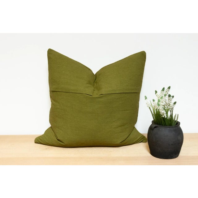 Seaweed Green Hand-Stitched Pillow Cover For Sale In Los Angeles - Image 6 of 7