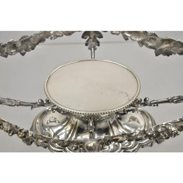 Antique French Victorian Silver Plated Figural Centerpiece Bowl Pedestal Base For Sale In Philadelphia - Image 6 of 12