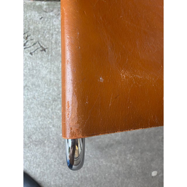 1960s Nicos Zographos "Ch66" Brown Leather and Chrome Side Chair For Sale - Image 10 of 18