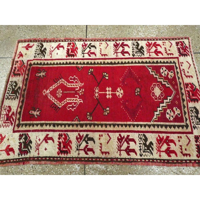Mid 20th Century Galerie Shabab Collection Mid-20th Century Turkish Oushak Throw Rug For Sale - Image 5 of 6