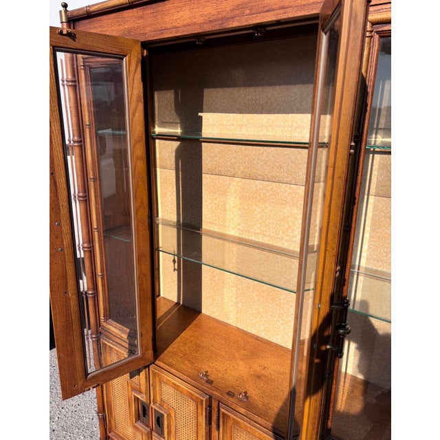 Mid 20th Century Hollywood Regency Stanley Faux Bamboo Hutch For Sale - Image 5 of 10