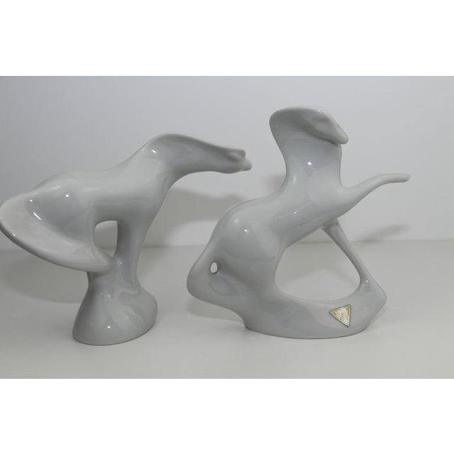 abstract representation of two horses made of porcelain, made in Czechsolovakia by Royal Dux porcelain goods in the 60s,...
