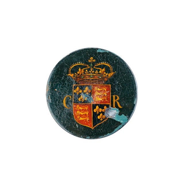 English Antique English Japanned Black Lacquer Box – Royal Arms Crest "Cr" For Sale - Image 3 of 4