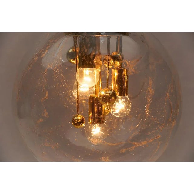 Gold Large Brass & Glass Globe Ceiling Lamp from Doria, 1970s For Sale - Image 8 of 11