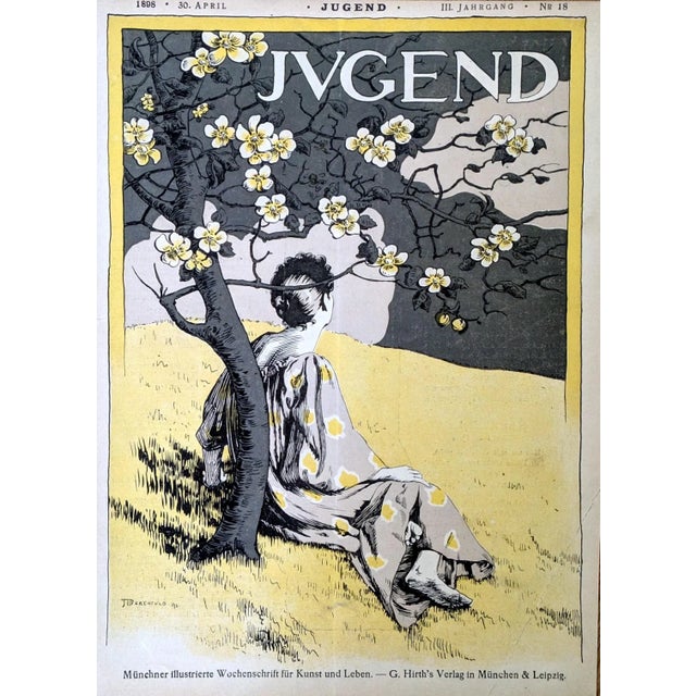 This is an original magazine print from 1898. NOT A REPRINT! Will look fantastic framed! Publication: Jugend Issue: No. 18...