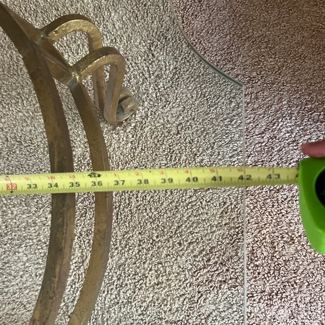 Maison Jansen Vintage Gilt Iron & Scalloped Glass Coffee Table, Hollywood Regency / Maison Jansen Style For Sale - Image 4 of 5