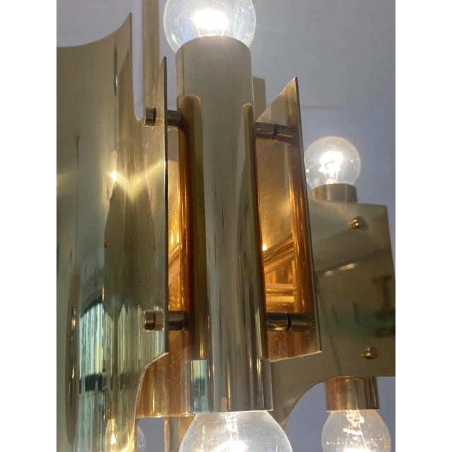 Vintage Italian Brass Pendant by Gaetano Sciolari, 1970 For Sale - Image 3 of 15