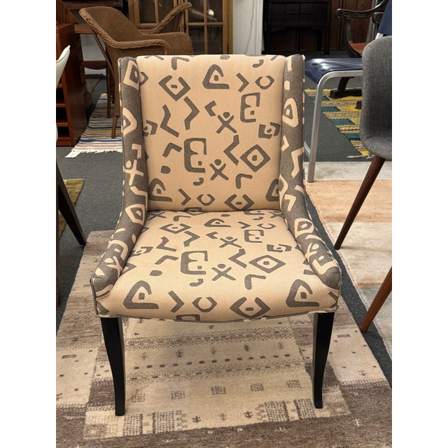 Design Plus Gallery presents an Upholstered Side Chair with Taupe and Gray Hieroglyphic Fabric. It is entirely cool with...