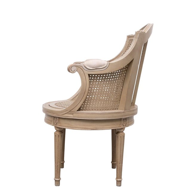 Louis XVI Style Barrel Cane Desk Chair, 1900 For Sale - Image 3 of 13