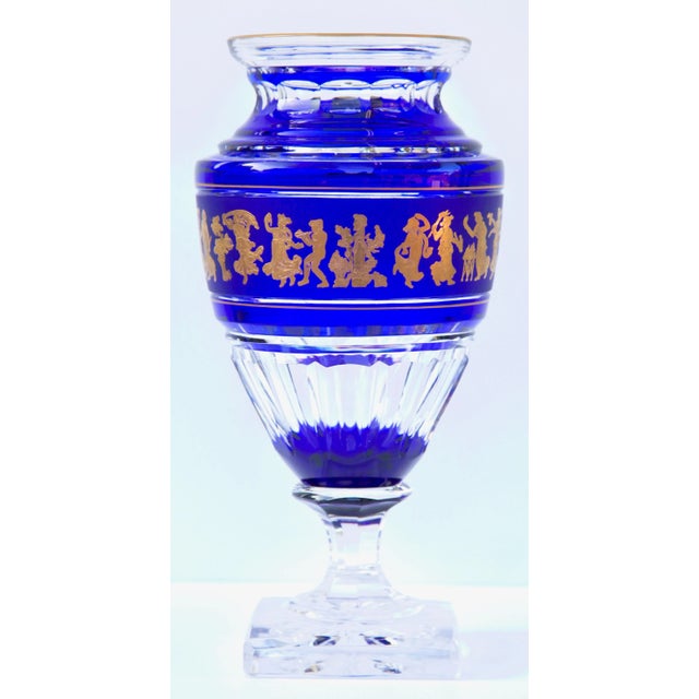 Gold Decorated Crystal Jupiter Vase Cut to Clear from Val St Lambert, in Flawless conditions. Designed 1960 to 1969 This...