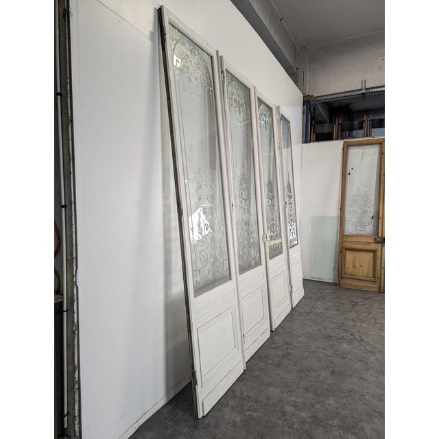 Early 20th Century Doors with Engraved Glass, Set of 4 For Sale - Image 3 of 10