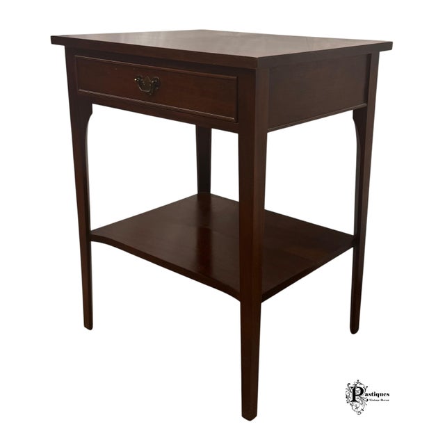American Vintage Craftique Chippendale Style Solid Mahogany Nightstand / Side Table For Sale - Image 3 of 11