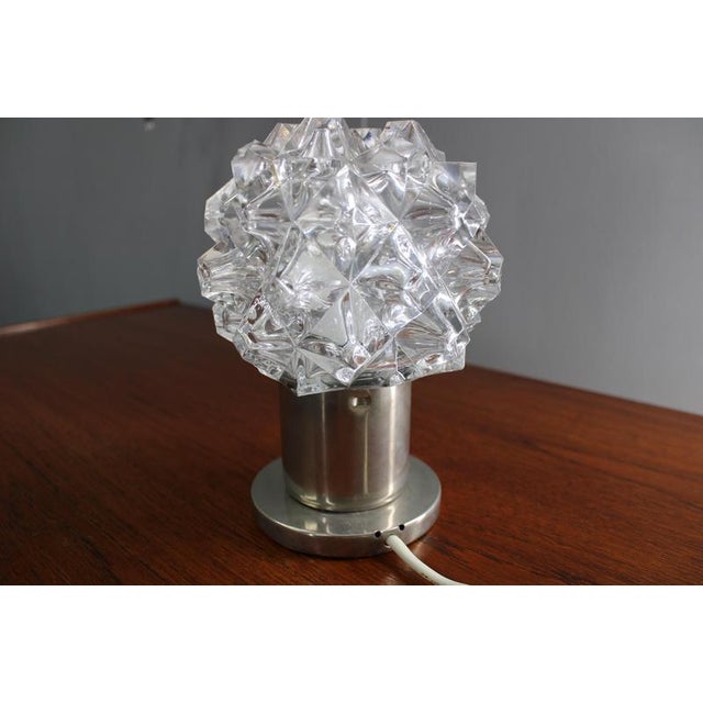 Mid-Century Modern Czech Crystal Glass Table Lamp, 1970s For Sale - Image 4 of 12