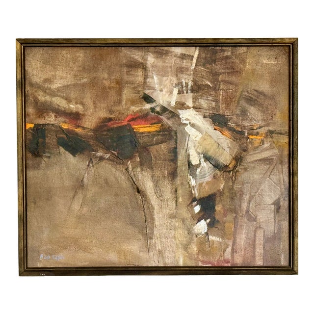 Mid 20th Century Mid Century Abstract Expressionist Painting on Canvas, Framed For Sale