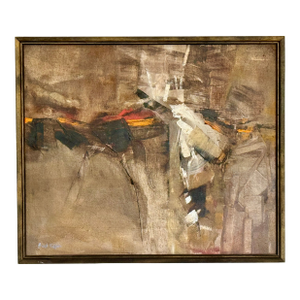 Mid 20th Century Mid Century Abstract Expressionist Painting on Canvas, Framed