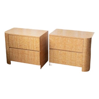 Vintage Modern Faux Burl Wood Nightstands - A Pair For Sale