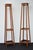 Pair of english arts and crafts / industrial style solid oak coat stands, each having four shaped double hooks to each...