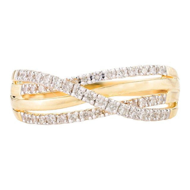 Crossover Natural Diamond Engagement Ring Size 6.5 For Sale