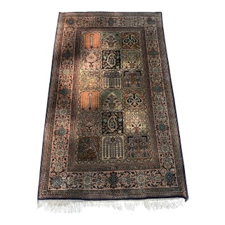 1960s, Handmade Vintage Persian Silk Qum Rug 2.5' X 4.2' For Sale