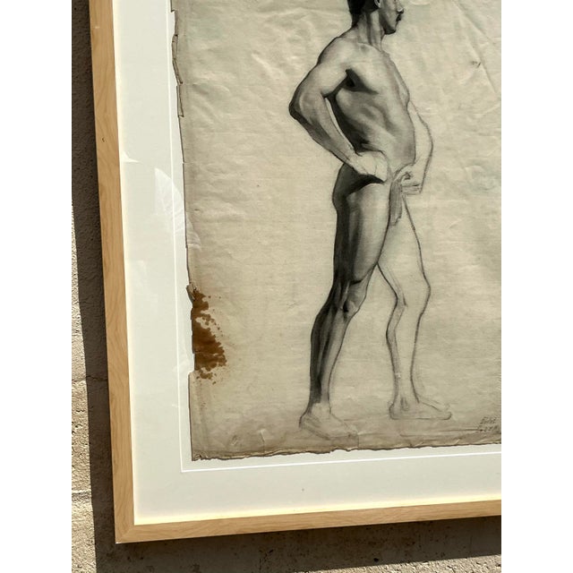 Early 20th Century Vintage 1930s Original Pencil Sketch of Man For Sale - Image 5 of 12