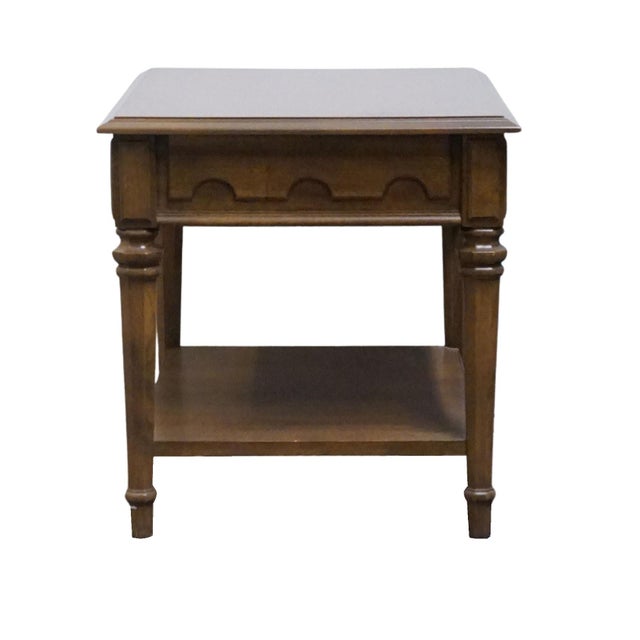 Drexel Furniture Bookmatched Walnut Italian Mediterranean Style 20" Accent End Table For Sale - Image 11 of 12