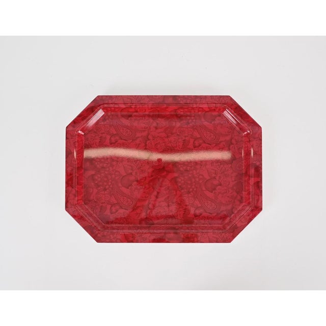Mid-Century Italian Red Acrylic Serving Tray, 1980s For Sale - Image 13 of 14
