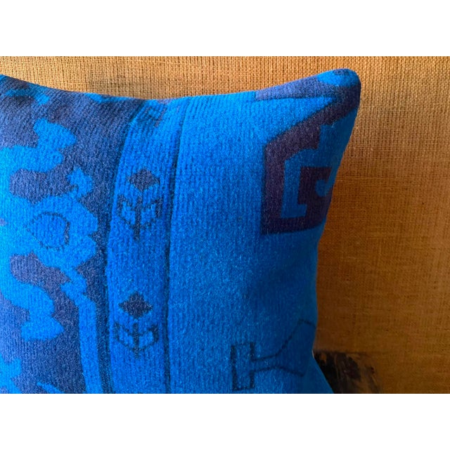 Electric Blue Vintage Turkish Rug Pillow 18x18 For Sale - Image 11 of 13
