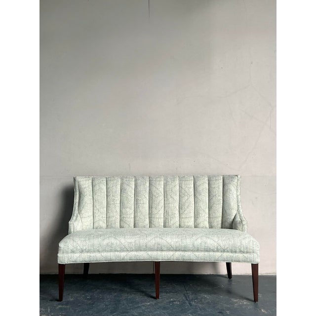 White Vintage Regency Channel Tufted Settee For Sale - Image 8 of 9