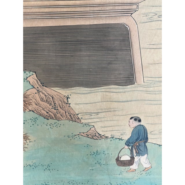 Large Chinese Paintings on Rice Paper Mounted on Wood - A Pair For Sale - Image 4 of 13