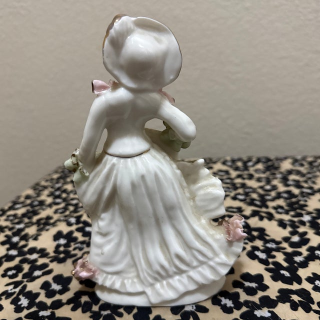 1950s Vintage Hand-Painted Porcelain Victorian Lady Figurine For Sale - Image 5 of 8