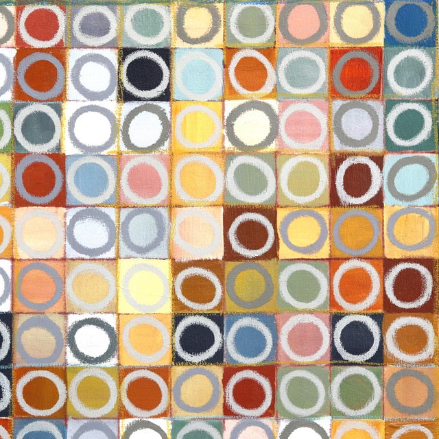 800 Circles - Original Large Colorful Geometric Abstract Acrylic and Oil Pastel Painting by Brandon Neher For Sale - Image 4 of 9