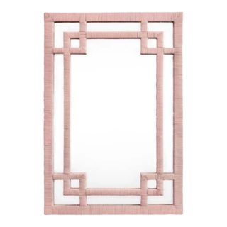 Matthew Izzo Home Geneva Pink Rattan Wall Mirror For Sale