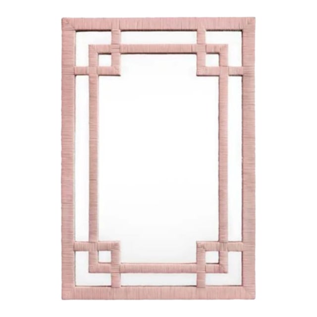 Matthew Izzo Home Geneva Pink Rattan Wall Mirror For Sale